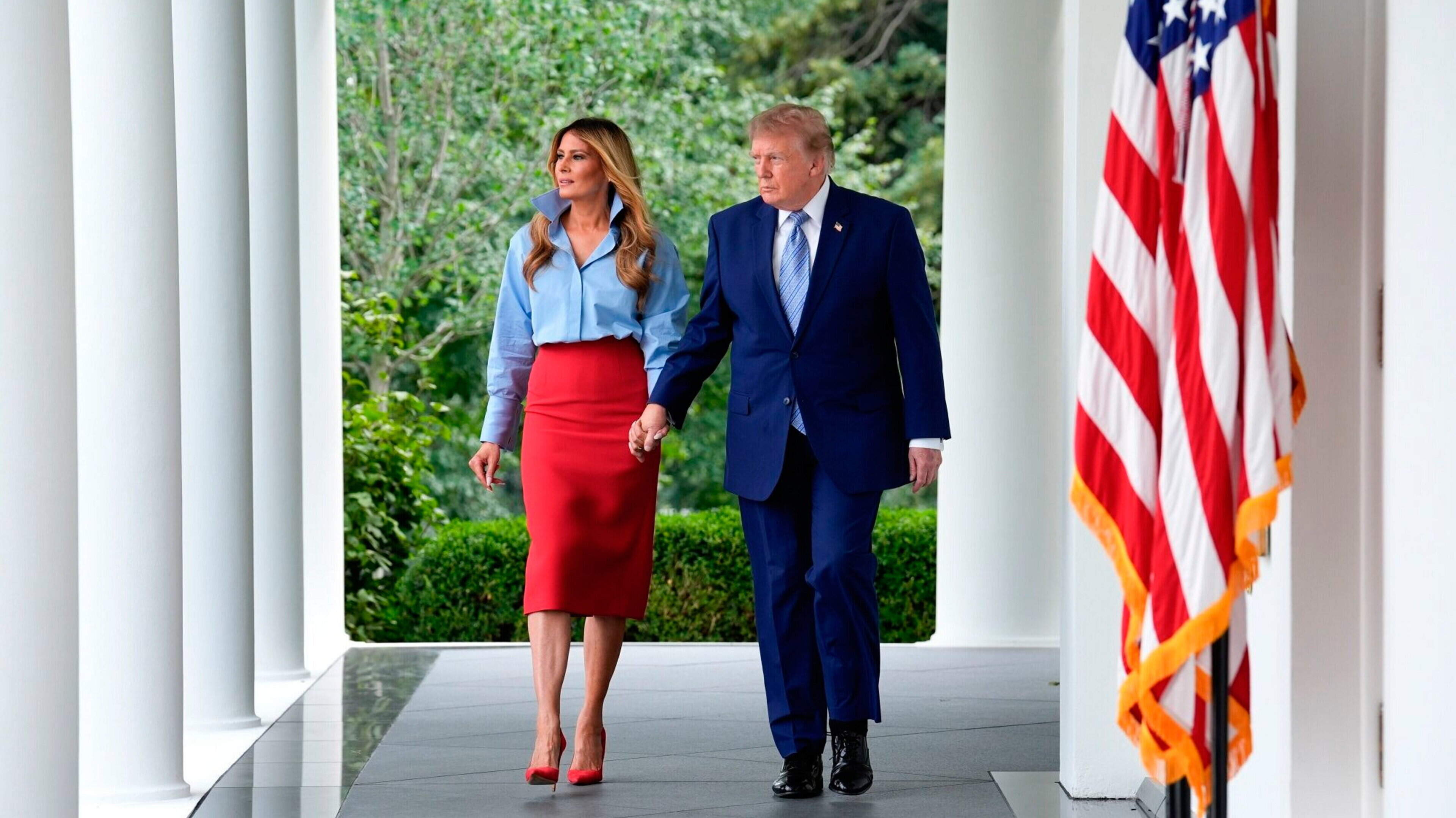 Melania Trump jokes ‘I heard you missed me’ as she makes White House appearance alongside Trump